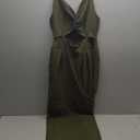 Womens Summer Jumpsuits Dressy Sexy V Neck Twist One Piece Outfits Sleeveless Casual Wide Leg Long Pant Rompers (Large, Army Green)