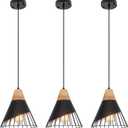 Black Pendant Light, 3 Packs 9.4inch Farmhouse Pendant Light, Kitchen Pendant Lights, Black Pendant Lights Kitchen Island for Living Room, Bar, Bedroom, Office