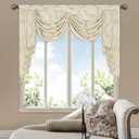 Loom and Mill Luxury Jacquard Waterfall Valance for Living Room, Elegant Damask Swag Window Valances with Beads, Beige Swag Curtains for Bedroom Banquet Holiday Decoration, Size: 59"W x 45"L (Pack of 1)