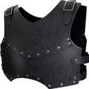 HiiFeuer Medieval Faux Leather Chest Armor, Retro Mercenary Knight Archer Body Armor, Adjustable Vest Armour for LARP Costume& Ren Faire (Black A)