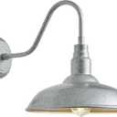 14in Outdoor Gooseneck Barn Lights for Patio, Galvanized Finish Exterior Farmhouse Wall Light Fixtures, Barn Style Porch Wall Sconce for Garage, Front Door