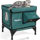 Indestructible Cat House for Outdoor Cats in Winter,Extremely Waterproof, Fully Insulated & Elevated Insulated Outdoor Cat House(Unheated) (Blackish Green, 16.0" Lx12.6 Wx17.7 Th).