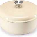NEWBULIG 6 Quart Cast Iron Dutch Oven, Enamel Dutch Oven Pot with Lid Beige