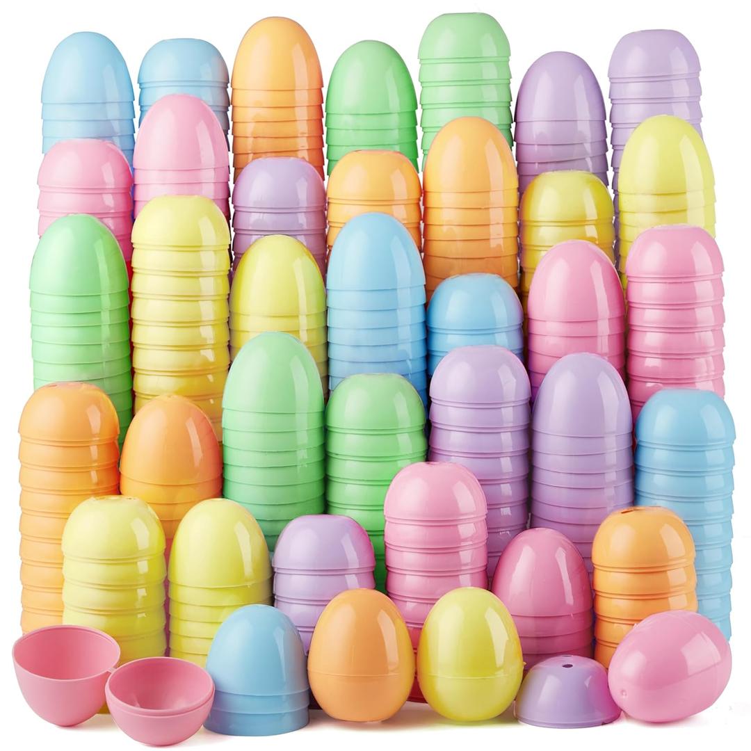 JOYIN 25PCS Pastel Easter Eggs, 2.3" Empty Plastic Eggs, Colorful Plastic Eggshell Bulks for Easter Hunt, Filling Treats, Party Favor, Easter Basket Stuffers, Classroom Prize Supplies