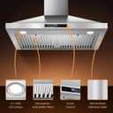 Tieasy Wall Mount Range Hood 30 inch Kitchen Hood 700 CFM with Ducted/Ductless Convertible Duct, Touch Control, Permanent Filters, Stainless Steel, 3 Speed Exhaust Fan, LED Light