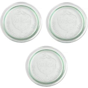 3 x Weck 100mm (approx. 4") LARGE ORIGINAL Loose Fitting Replacement Glass Lid. Fits WECK Models 738, 739, 740, 741, 742, 743, 744, 745, 748, 974.