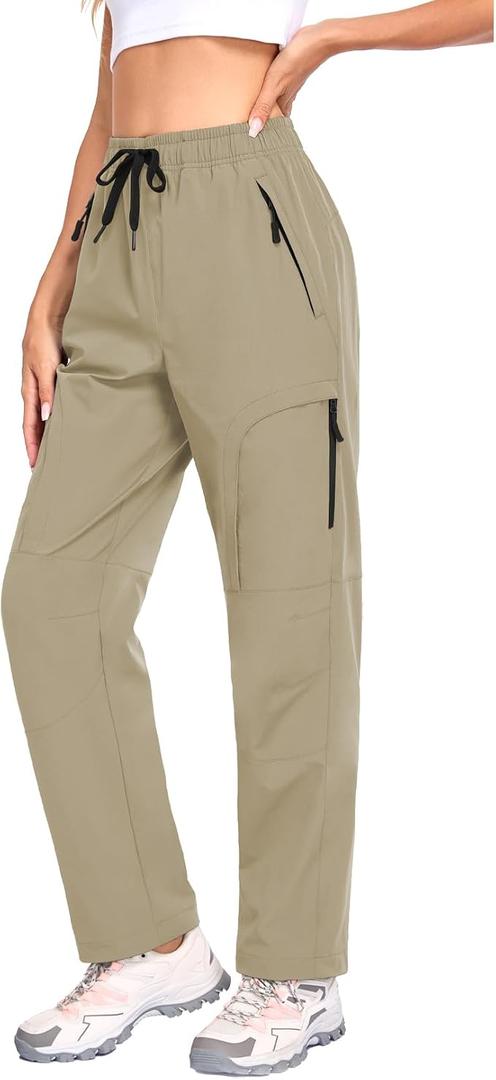 Women's Hiking Pants - UPF 50+ Water-Resistant, Breathable, Quick-Dry with 5 Pockets - Outdoor Trail, Travel, Khaki, M