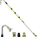 Buyplus 16FT(24FT Reach) Telescopic Gutter Cleaning Tools from The Ground, Rain Gutter Cleaners Tool with 360Rotatable Metal Nozzle, Extension Pole, Hose Attachment, Watering Wand for Garden Hose