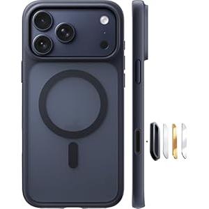 TORRAS Stronger Magnetic & Shockproof for iPhone 17 Pro Max Case, Fit for MagSafe, Military Grade Drop Protection, Camera Control, DIY Button, Slim for iPhone 17 Pro Max Case Translucent Black