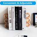 Book Ends for Shelves, 2 Handmade Walnut Wood with Metal Base Decorative Bookends for Heavy Books, Donut Cute Bookshelf Accessories,Unique Minimalist Shelf Decor for Living Room,Kitchen,Office