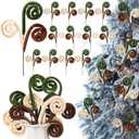 12 Pcs Curly Christmas Tree Picks Velvet Curl Decoration Spiral Curly Tree Topper Ornaments DIY Crafts for Wreath Fireplaces Vase Filler Holiday Ornament, 12 Inch (Milky White, Green, Brown)