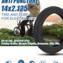 14x2.125 Electric Bike and Tube Set, 14x2.125 57-254 Explosion-Proof Electric Bicycle Tire with Bent Valve Inner Tube for 10-inch Rims Puncture Resistant Ebike Tire