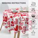 Valentines Day Round Tablecloth 60 Inch Red Heart Table Cloth Water Resistant Washable Polyester Valentine's Day Table Cover for Kitchen Dining Table Party Decor