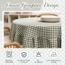 Mindsoft Green Gingham Ruffled Tablecloth 70 x 70 Inches Round Cotton Linen Checkered Table Cloth Buffalo Plaid Farmhouse Vintage Decorative Tablecover for Picnic Kitchen Dining Room Home Party