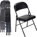 Black Folding Chairs with Padded Seats for Outdoor & Indoor, Portable Stackable Commercial Seat with Steel Frame for Events Office Wedding Party, 330lbs Capacity, 1 Pack