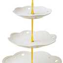 BPFY 3 Tier Ceramic Cupcake Stand, White Tiered Tray for Cupcakes, 3 Tier Serving Stand for Tea Party, Birthday, Baby Shower, Wedding