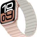 Bisikor Compatible with Apple Watch Band 49 46 45 44 42 41 40 38mm, Double Sided Wearable Silicone Magnetic Strap for iWatch Ultra SE Series 11 10 9 8 7 6 5 4 3 2 1 (38/40/41/42, Pink/Beige)