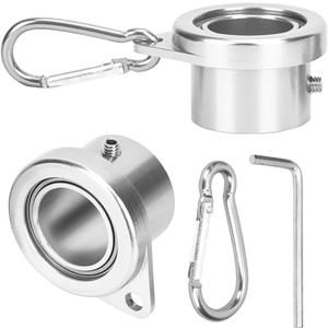 Aluminum Flag Pole Rings, Tangle Free Flagpole Rings with Bearing Design, 360 Rotating Flag Rings for 0.75-1.02 Inch Diameter Flagpoles, 2 Pack Flag Pole Rings and Hooks(2 PCS, 1", Silver)