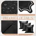 Novabright 2 Pack Outdoor Waterproof Pillow Covers Decorative Farmhouse Garden Pillowcase Scalloped Throw Cushion Cases for Patio Porch Tent Sofa Living Room Decor (Black,18 x 18 Inch)