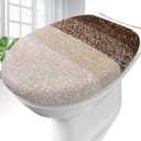 OLANLY Soft Microfiber Bathroom Toilet Lid Cover, Machine Washable Seat Covers, 17.5x15, Stays in Place Rubber Backing, Fits Most Round, Elongated and Oblong Lids, Accessories Decor, Brown