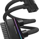 EZDIY-FAB UNIFAS ARGB 24Pin PC PSU Extension Cable,16AWG ATX 24Pin Power Extension,Unified Dual-Tube Design for Clean PC Cable Management,Black