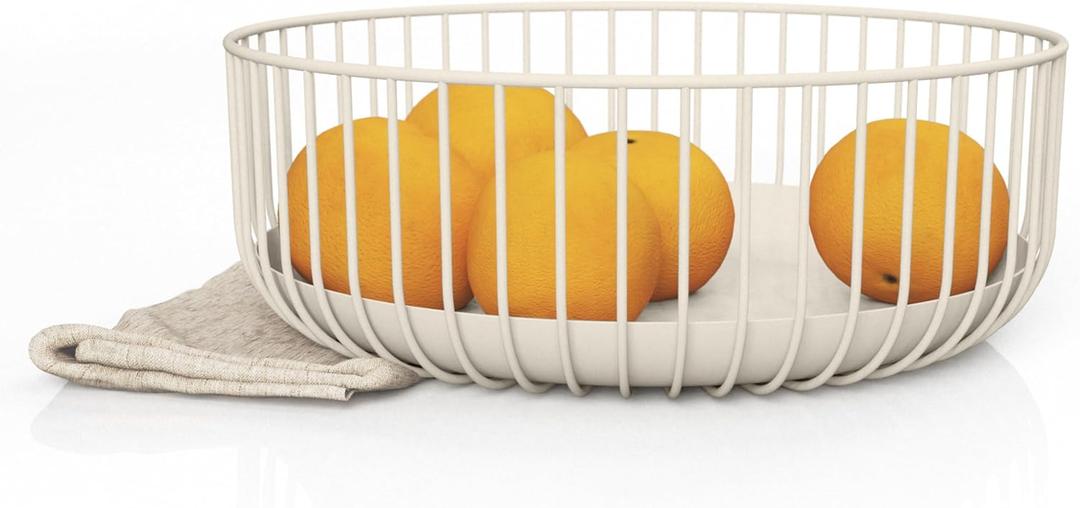 Wire Fruit Bowls -Stylish Metal Wire Fruit Basket for Kitchens -Decorative Fruit and Veg Storage Holder - Ideal Kitchen Accessories for Modern Decor -Warm Gray, 1 Unit, H4xL11xW11 IN-Heavy Weight