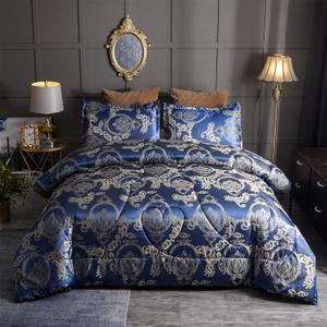 Royal Blue Twin Comforter Set All Season Silk Jacquard Bed Set, Lightweight Quilt, Ultra Soft Microfiber Bedding Comforter Sets with 2 Pillow Shams(Twin/Twin XL, 3 Pieces)