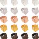 PandaHall 30pcs 5 Colors Brass Ring Blanks Pad Rectangle Ring Pad Adjustable Finger Ring Base for Embellishment Jewelry Making