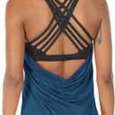 icyzone Women's Open Back Workout Athletic Yoga Tank Tops with Built in Bra (Medium, True Blue)