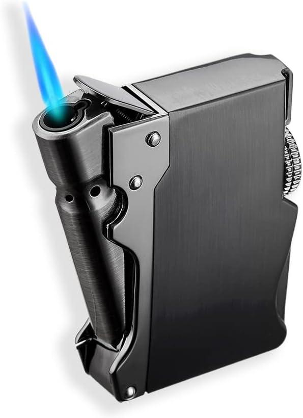 WEQTETJU Torch Lighter, Cool, Unique Design, Inflatable and Adjustable, Butane Lighter, Men's Gift (Butane Not Included) (Black)