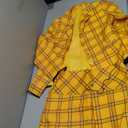Yejue Women's Plaid Blazer Skirt for Halloween Costume School Uniform Casual Outfit, Medium, Yellow 