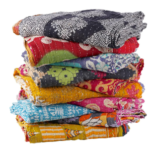 Vintage Kantha Quilts Handmade Old Saree Made gudari Boho Bedding Throw Blanket Bedspread Rally
50W X 72L