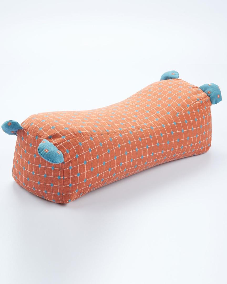 Buckwheat Hull Pillow, Firm Buckwheat Roll Pillow Neck Spine Support, Customizable Thickness Firmness, Cooling Buckwheat Hulls Pillow, As a Lumbar Support for Bed, Orange Red 16"x6"