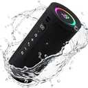BassBloom Roar 3 Portable Bluetooth Speaker,20W Powerful Sound with JIKE Bass,IPX6 Waterproof,24H Playtime,Bluetooth 5.4,RGB Lights,Wireless TWS Pairing,Outdoor for Camping and Beach (Black)
