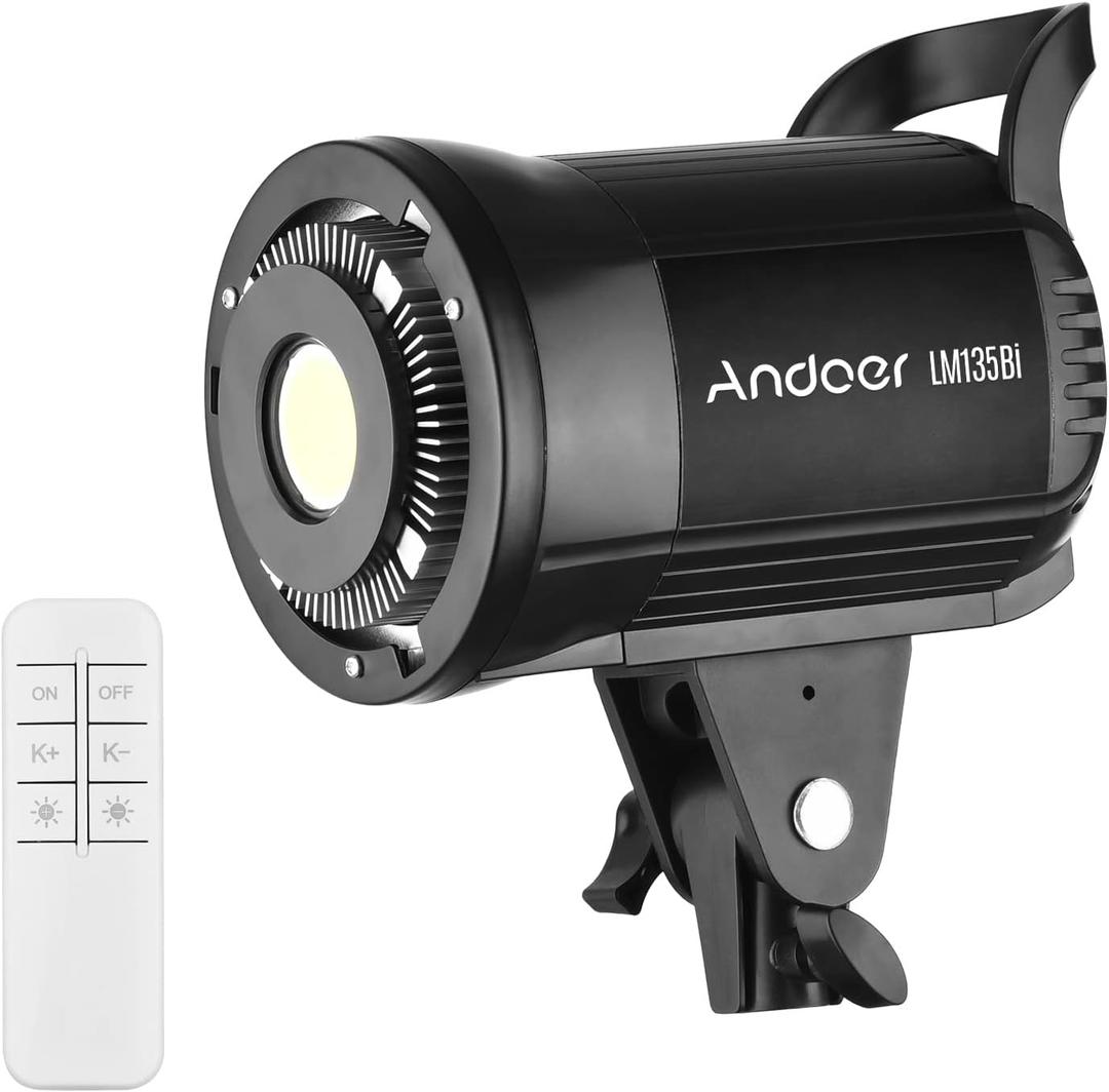 Andoer LM135Bi Portable LED Photography Fill Light 135W Studio Video Light 3000K-5600K Dimmable Bowens Mount Continuous Light with Remote Control for Product Portrait Wedding Photography Live