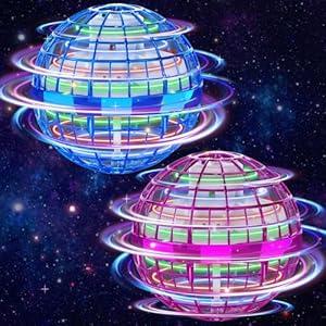 2PCS Flying Orb Ball 2025, Cosmic Fly Ball Boomerang Hover Balls Fidget Spinner, Galaxy Balls Hand Controlled Mini Drone, Cool Toys Gifts for 6 7 8 9 10+ Year Old Boys Girls Outdoor Toys (Blue+Purple)