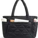 Puffer Tote Bag for Women, Cute Quilted Carryall with Zippered Compartments Shoulder Bag Handbag for Work, Travel, Gym