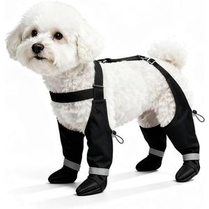 Dog Boots with Adjustable Suspender, Anti-Slip Dog Shoes, Waterproof Paw Protector for Rainy, Snowy, Hot Pavement, XS