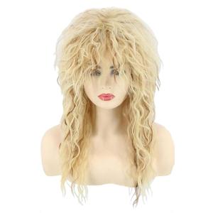 Topcosplay Blonde 80s Tina Rock Diva Wig Mullet Wigs for Men or Women Curly Long (Blonde mix Brown)