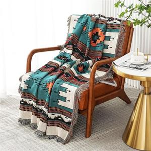 Homesy Boho Throw Blankets Southwestern Bed Throws Cover Reversible Green Aztec Southwest Blanket for Couch Chair Sofa Home Outdoor Beach Car Tent Travel Camping 51"x63"