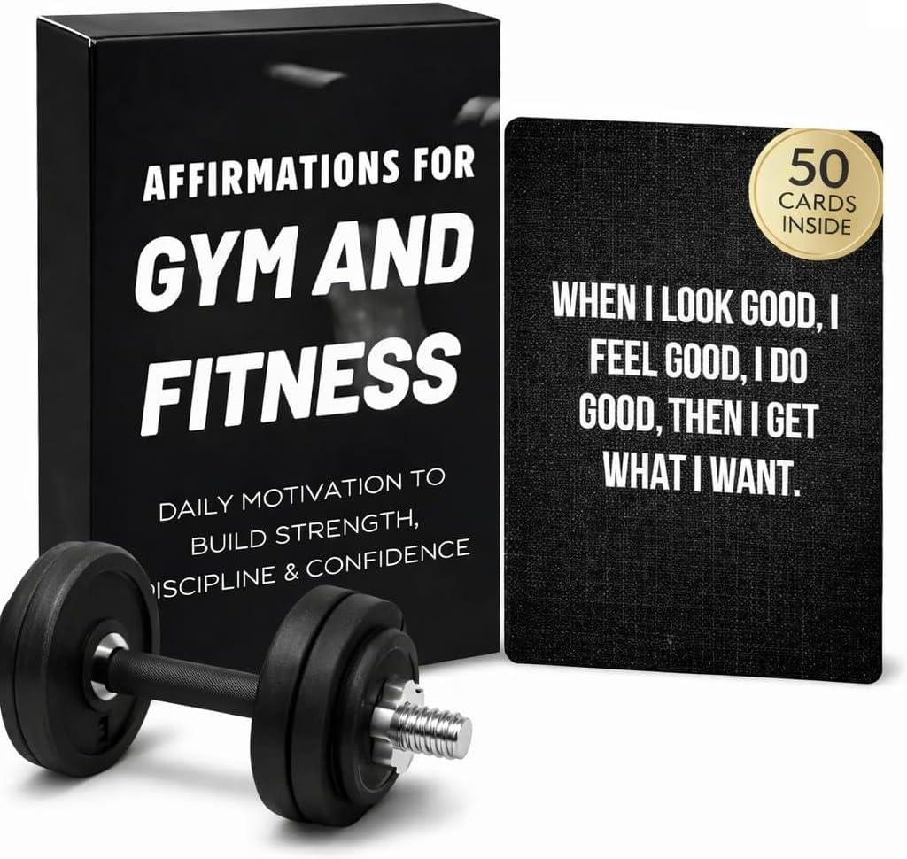 Gym & Fitness Affirmation Cards For Men Women Teens, 50 Daily Affirmations Deck for Motivational Workout Inspiration for Athletes Weightlifting
