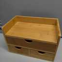 3 Drawer Bamboo Desk Organizer with Shelf  Makeup Storage & Tabletop Organizer for Home Office, Workspace, or Bathroom  No Assembly Required