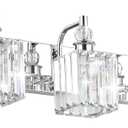 Ralbay Modern Crystal Vanity Light 3 Light 24''Bathroom Lights Fixtures Over Mirror Chrome Vanity Light for Bathroom Wall Lighting (24 inch, Square-Chrome)