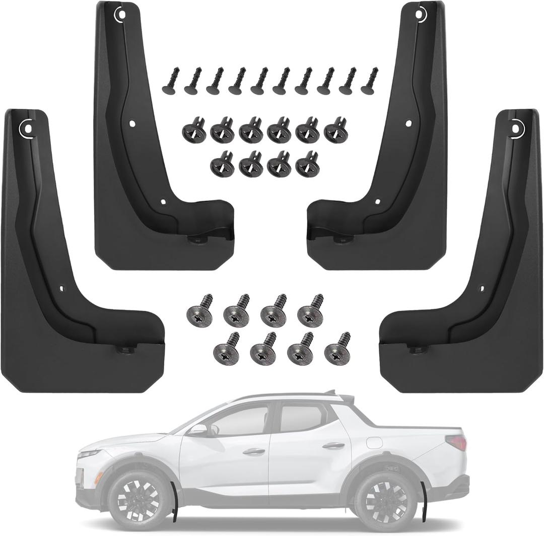 Mud Flaps Splash Guards for Hyundai Santa Cruz 2022-2025 (NOT XRT 2025) Protect Against Mud and Rocks Protect Car's Paint Hyundai Accessories (4-Pack)