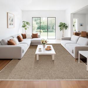 LBRO2M Easy Jute Solid Area Rug 8X10 Washable Rugs for Living Room Bedroom Natural Jute Indoor Outdoor Carpet Durable, Solid Non Shedding Eco Friendly (8X10 Natural)