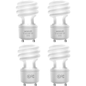 JACKYLED UL-Listed 13w Gu24 CFL Light Bulbs 2700k T2 Spiral Gu24 Base 2-Prong Light Bulb Warm White Fluorescent Light Bulbs Indoor Use (4-Pack)