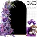 7.2FT Wedding Arch Cover, Black Spandex Arch Cover Stretchy Backdrop Stand Cover with Balloon Tying Tools for Wedding Ceremony Baby Shower Birthday Party Photo Background Arch Decorations
