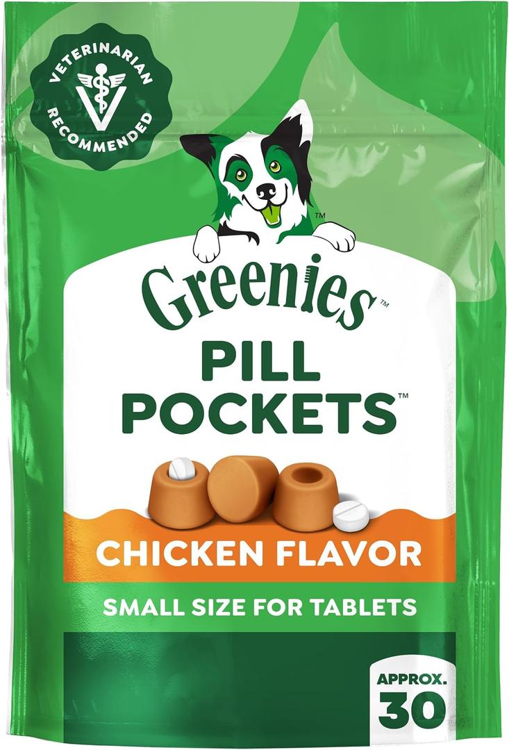 3 x Greenies Pill Pockets for Dogs Small Size, Tablet Pill Treats for Dogs, Chicken Flavor, 3.2 oz. Pouch (EXP 06/03/27)