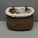 GRANNY SAYS Bike Basket Front, Natural Rattan Wicker Bike Baskets, Bicycle Basket with Cup Holder, Handmade Woven Bike Baskets for Women and Men, Storage Basket for Beach Cruisers, Ebikes (Brown)