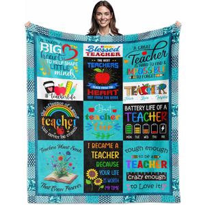 Teachers Gifts for Women, Unique Teacher Appreciation Gifts Idea, Best Teacher Ever Gift Blanket 60"X50", Teachers' Day